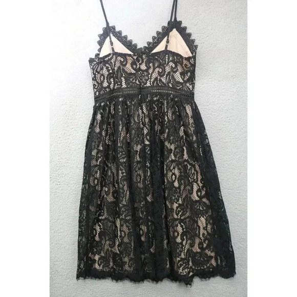 Altar'd State Black Lace Overlay A-Line Dress-Size Medium-Back Zip - Picture 10 of 12